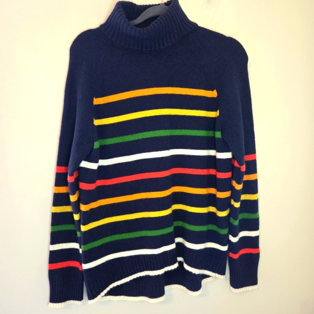 J. Crew Navy Striped Multi Turtleneck Sweater